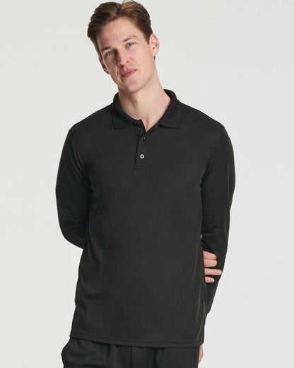 3 Pack Mens Dry Fit Long-Sleeve Polo Shirt Slim Athletic Set 9 Size S