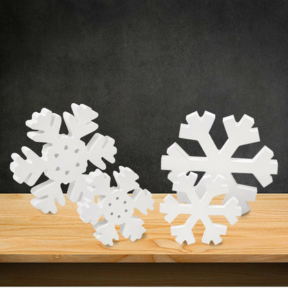 LadyRosian Wooden Snowflake Decorations 4 Pack Standing & Hanging Xmas Ornaments