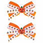 Halloween Pumpkin Hair Bows Clips Orange Dual-Layered Grosgrain Ribbon