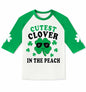 St. Patrick's Day Kids Clover T-Shirt Green White Raglan Top 4T Crewneck