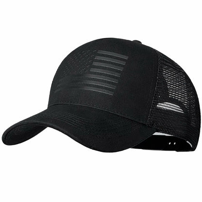 QYJ American Flag 3D Embossed Trucker Hat Mesh Snapback Adjustable