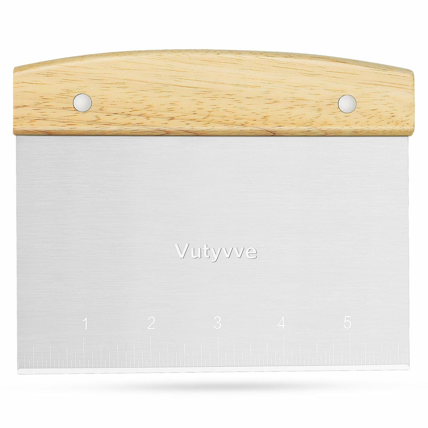 Vutyvve Dough Scraper Set, Wooden Handle Stainless Steel + 2 Plastic, 3 Pc