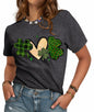 JMHACHY Women's St. Patrick's Shamrock Heart Leopard T-Shirt Grey Size XL
