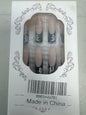 RIICFDD Halloween Fake Nails 24 Pcs Coffin Pink French Tip Ghost Designs