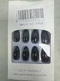 RIICFDD Black Press On Nails Almond Medium Acrylic Full Cover 24Pcs