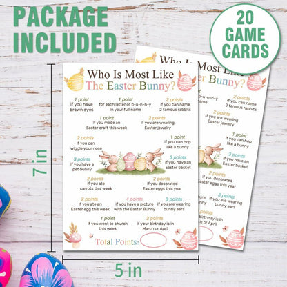 Who Is Most Like The Easter Bunny Game Cards Watercolor Bunny Set of 20