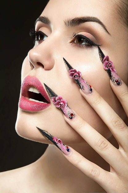 RUOKEXIN Medium Purple Ombre Halloween Press On Nails Spider Web 24Pcs