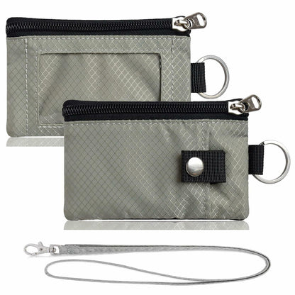 MILUMILUU RFID Blocking Minimalist Wallet Keychain Lanyard Light Grey