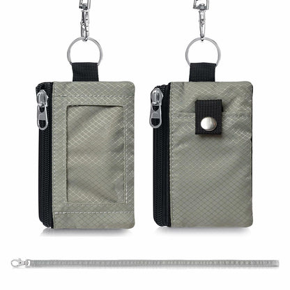 MILUMILUU RFID Blocking Minimalist Wallet Keychain Lanyard Light Grey