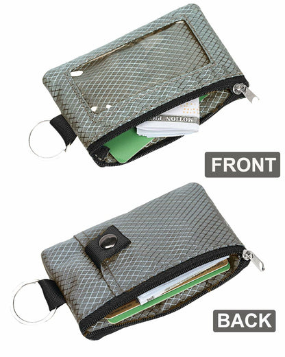 MILUMILUU RFID Blocking Minimalist Wallet Keychain Lanyard Light Grey