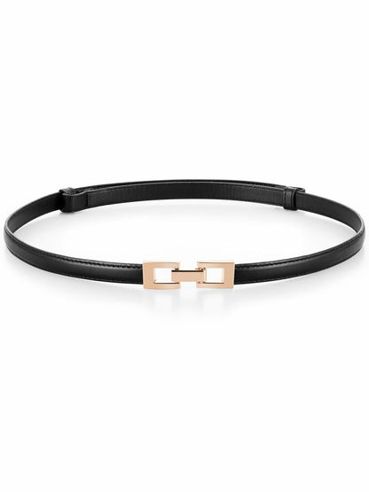 Geyoga Women's Skinny Adjustable PU Leather Belt Black 47.2 Inch