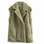 Amazhiyu Womens Faux Fur Waistcoat Vest Laurel Green Size M