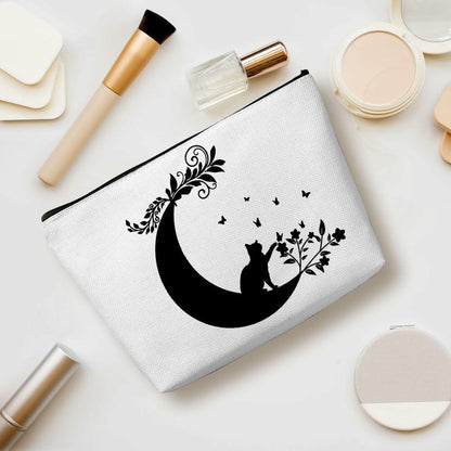 Witchy Cat Makeup Bag Cosmetic Bag Travel Toiletry Bag Black Gifts Women