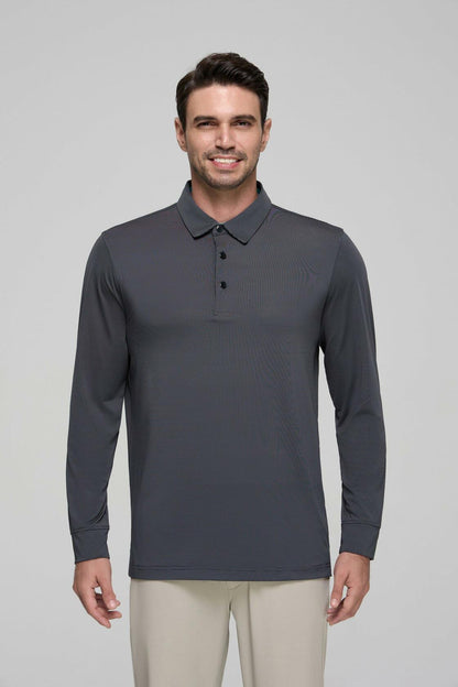 YAMXDM Mens Long Sleeve Golf Polo Shirt Moisture Wicking Light Green Size L