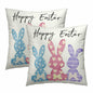 Happy Easter Throw Pillow Covers Set of 2 18x18 Cotton Colorful Bunny
