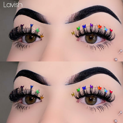 Miss Kiss Butterfly Russian Curl False Eyelashes 14MM Black 2 Pairs + 2 Brushes
