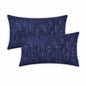 CaliTime Marbling Jacquard Chenille Throw Pillow Cases 12x20 Navy Blue 2 Pack