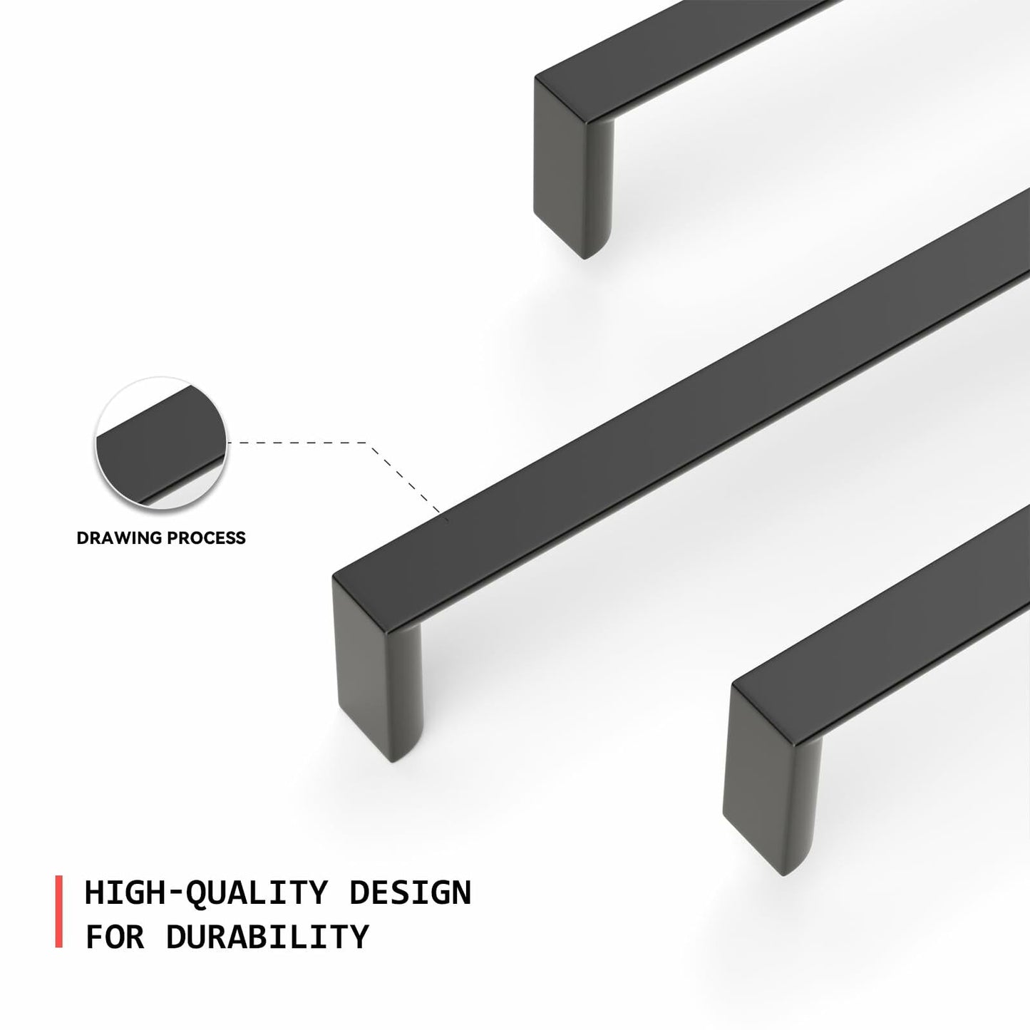 homdiy Cabinet Handles Matte Black 5in 128mm Hole Centers 25Pack