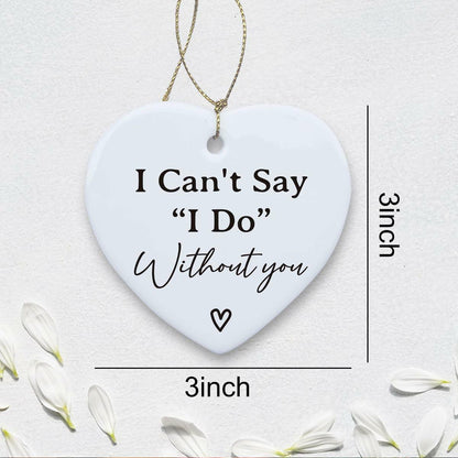 Bridesmaid Maid of Honor Heart Ceramic Ornament Wedding Gift