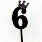 Large Number 6 Cake Topper Black Crown Birthday Anniversary Party Decor