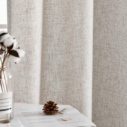 Jinchan Faux Linen Burlap Curtains 63" Heathered Gray 2pc Grommet Panels