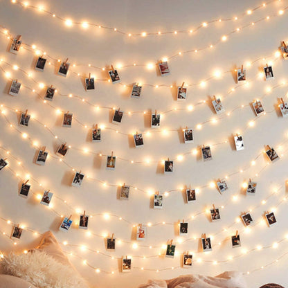 Fairy Lights with Clips 33ft 100LED Battery Operated String Lights Timer