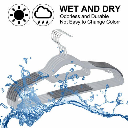 OIKA Plastic Hangers with Tie Rack 16.5in Heavy Duty Non-Slip 30 Pack