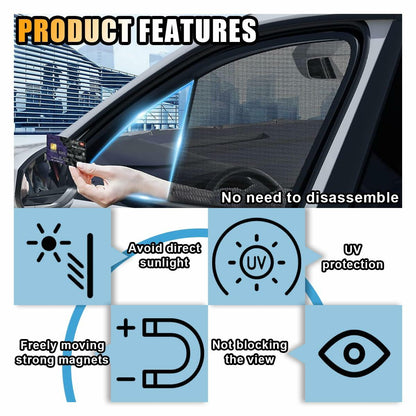Car Side Window Sun Shade Magnetic Blackout Curtain UV Protection 2pcs