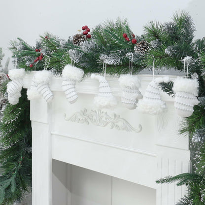 RoseCraft Christmas Ornaments 9PCS Socks Hat Tree Decor White Silver