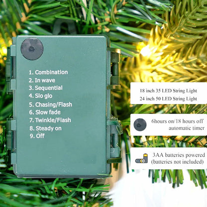 Aimmop 18in Small Christmas Tree with Ornaments 59 Tips Green