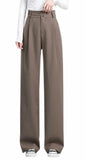 Betusline Womens Business Casual Wide Leg Long Dress Pants Brown Size Small
