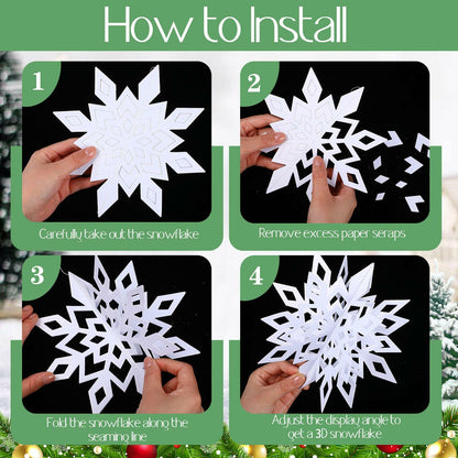 Fullhawl 3D Snowflake Christmas Ornaments Set 12 Pcs Silver Decoration