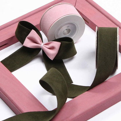 LATUROP 1in Wine Double Face Velvet Ribbon 10 Yards Roll for Crafts