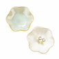2PCS Lotus Leaf Ring Holder Dish Ceramic Trinket Tray White Light Green