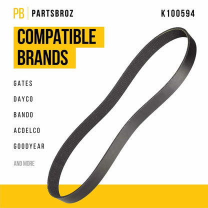 PartsBroz K061360 Micro-V Serpentine Drive Belt Compatible Gates Black