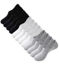 Breslatte No Show Socks Womens Men Soft Cotton Nonslip 6pairs Black Grey White S