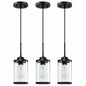 [Like New] RAINLIGHTING 3 Pack Industrial Kitchen Island Pendant Lights Black Clear Grey