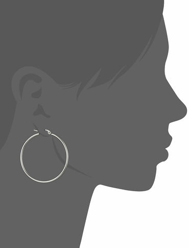 Amazon Essentials Stainless Steel Rounded Tube Hoop Earrings 40mm Silver