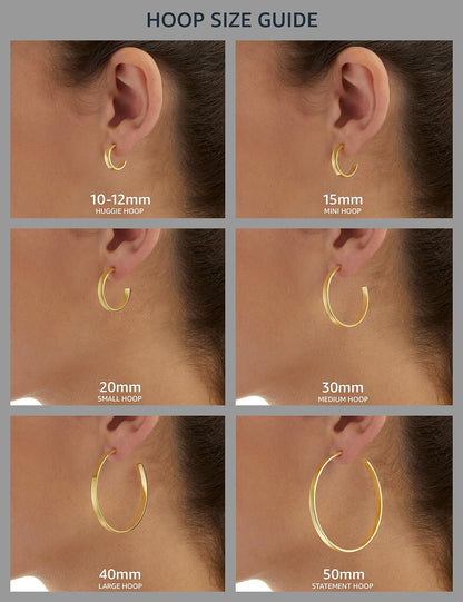 Amazon Essentials Stainless Steel Rounded Tube Hoop Earrings 40mm Silver