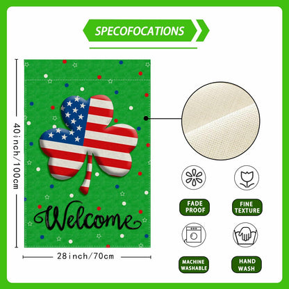 ZAEW St. Patrick's Day Shamrocks Garden Flag 12x18 Inch Green Double Sided