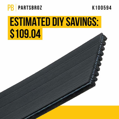PartsBroz K070901 Micro-V Serpentine Drive Belt Black Compatible Gates