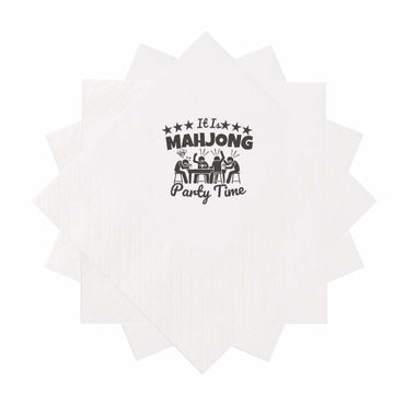 VOWFOO Mahjong Cocktail Napkins 100pcs 5x5 2-ply Mahjong Retirement Plan
