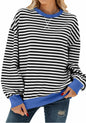 Pmgarmi Oversized Crewneck Striped Sweatshirt Women Black White S