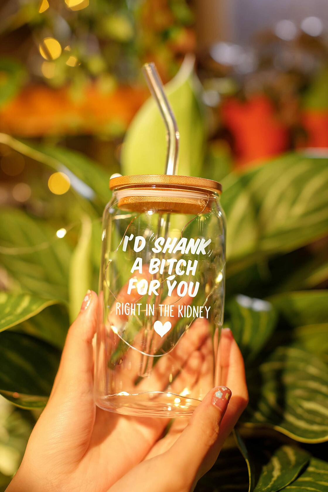 NewEleven Friendship Coffee Glass 16 Oz Gift for Women Female Bestie