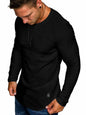Comdecevis Men's Gym Workout Athletic Long Sleeve T-Shirt Black XL