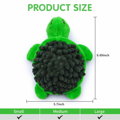 [Like New] Aqezd Turtle Small Dog Squeaky Toy 2-in-1 Plush BPA-Free Rubber Core