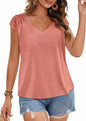 Bliwov Womens Cute Summer V Neck Short Sleeve Casual T Shirt Pink