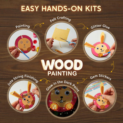 [Like New] Klever Kits Wooden Glow in The Dark Painting Craft Kit Wood Slices