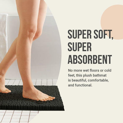 ITSOFT Plush Bathroom Rug 47x21 Charcoal Gray Non Slip Chenille Quick Dry