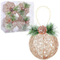 [Like New] Christmas Ball Ornaments 4pc Set Champagne Pinecone Rattan String